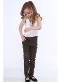 Girls\' trousers with flat studs, khaki NDZ310 - Online store - Boutique